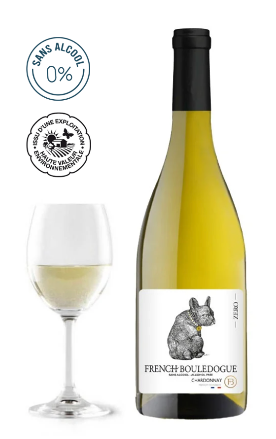 French Bouledogue Chardonnay sans alcool – Vin blanc sans alcool élégant et fruité